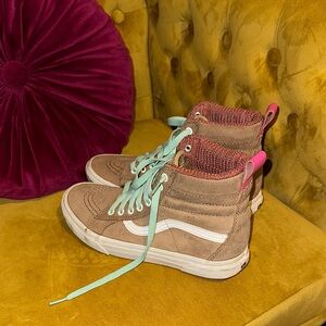 Vans Women's High-Top Sneakers - Brown and Pink Accents